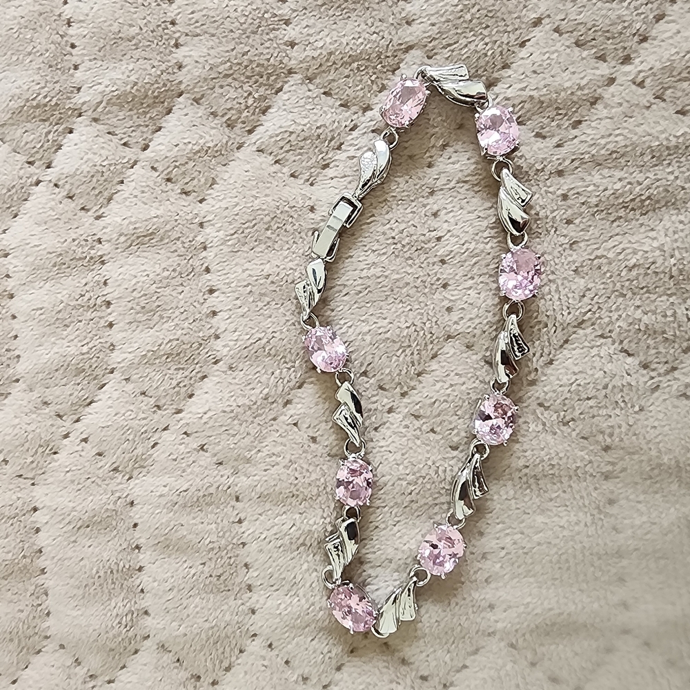 Stone and silver finish bracelet